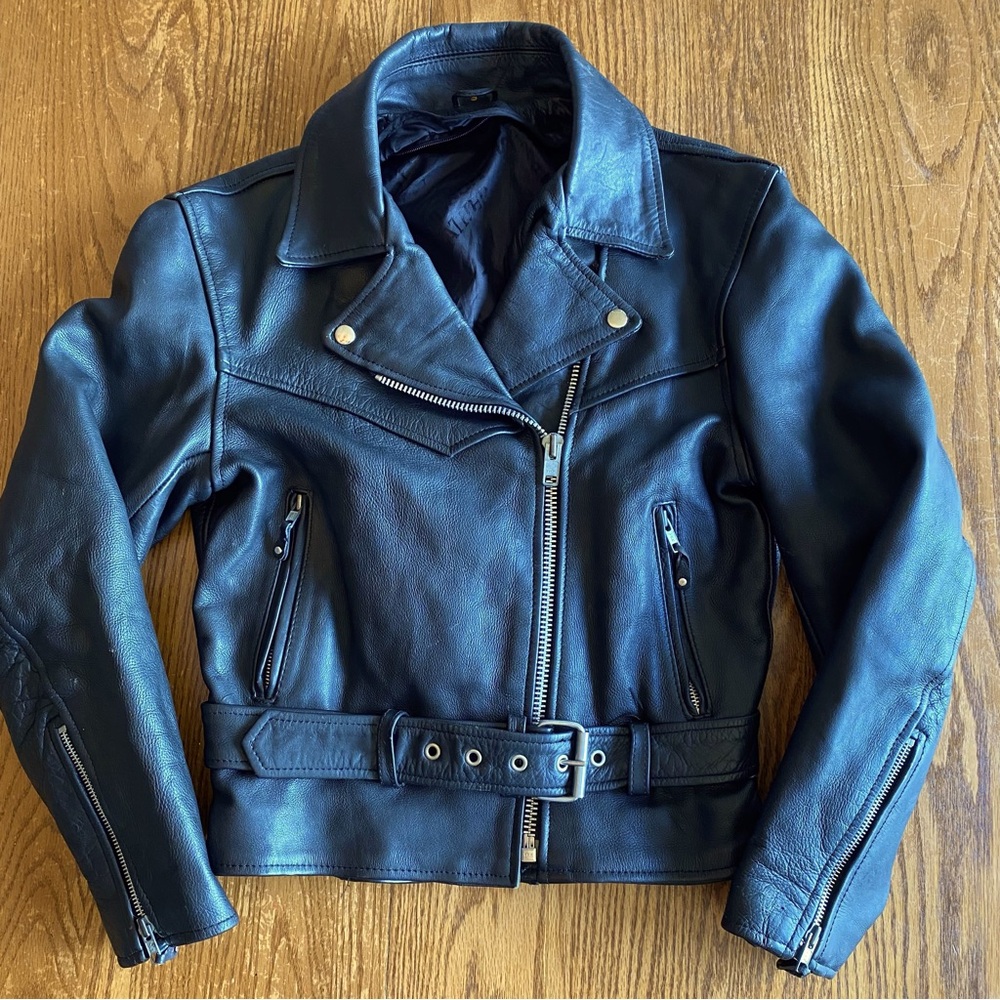 Women’s Classic Black Leather Motorcycle Jacket